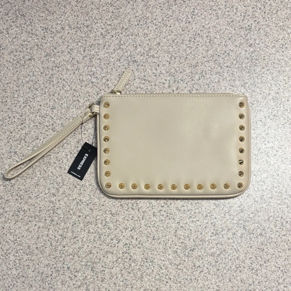 Express Beige Wristlet with Gold Accents